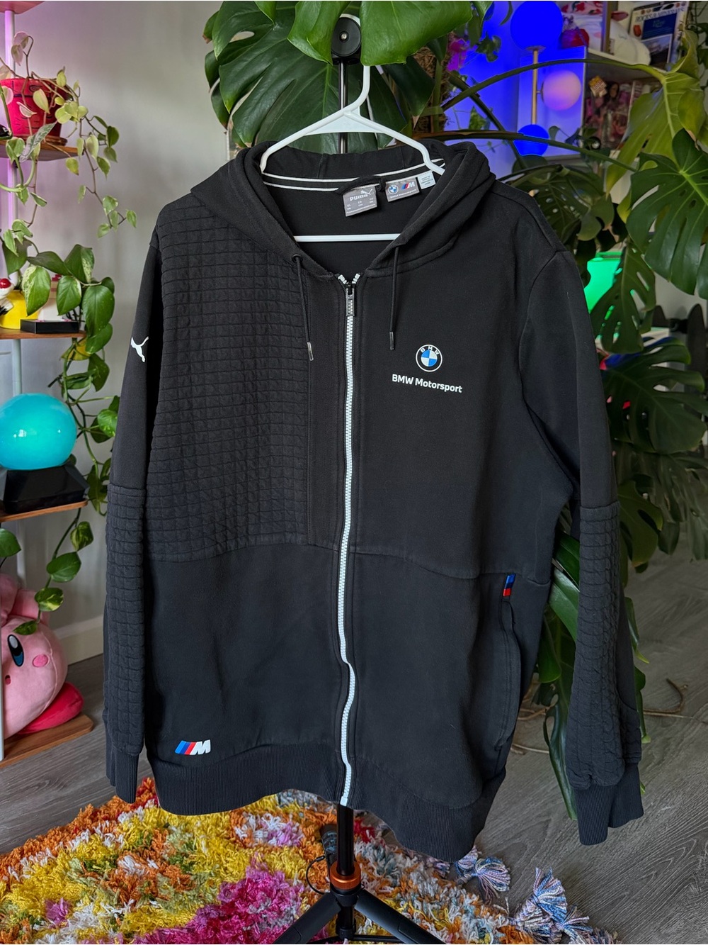 Puma x BMW Motorsport Black Quilted Zip-Up Hoodie